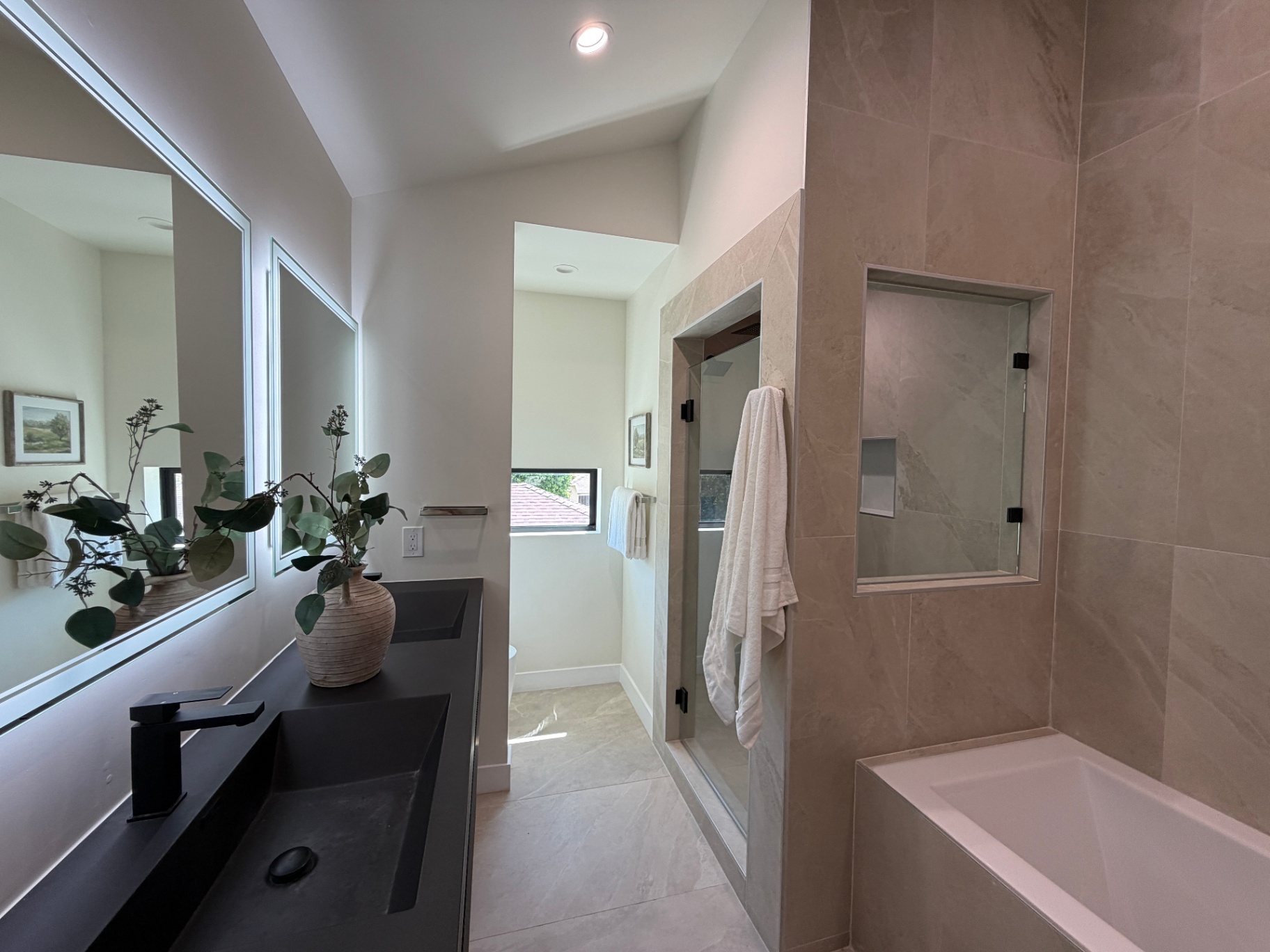 Spa bath with soaking tub